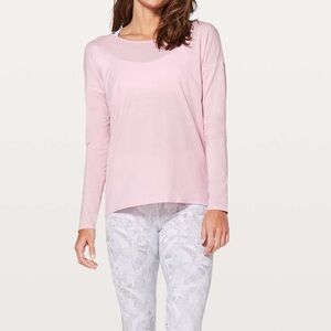 Lululemon Athletica Back Into It Long Sleeve light Pink top open flow